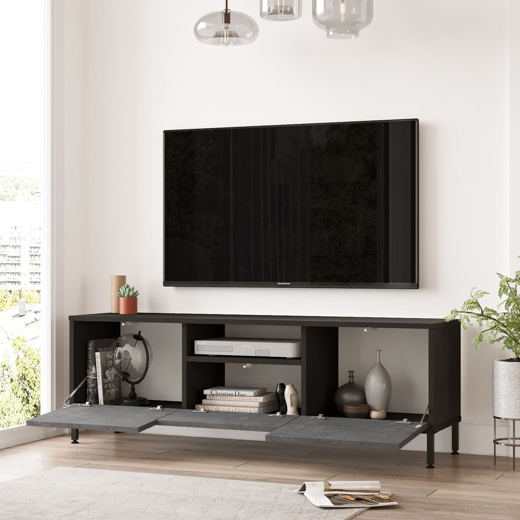 Tv állvány, ezüst, fekete - line - butopêa